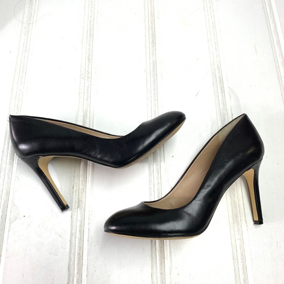 Saks Fifth Avenue 5.5 M Black Benni Pumps Stiletto Heels Shoes Round Toe Slip On - Picture 9 of 10